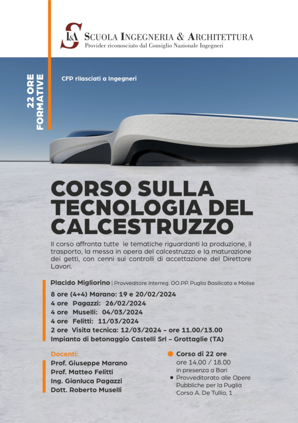 CORSO SULLA TECNOLOGIA DEL CALCESTRUZZO