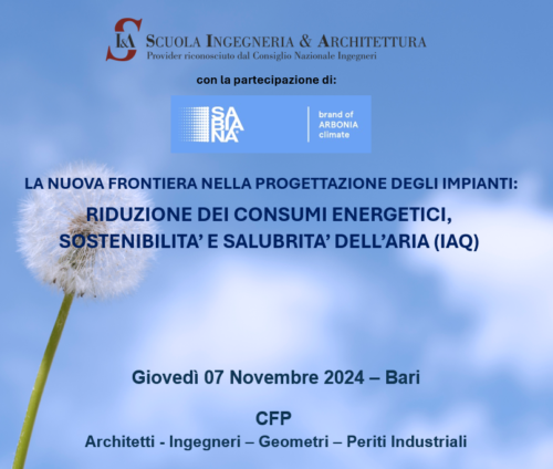 LA NUOVA FRONTIERA NELLA PROGETTAZIONE DEGLI IMPIANTI: RIDUZIONE DEI CONSUMI ENERGETICI, SOSTENIBILITA’ E SALUBRITA’ DELL’ARIA (IAQ)
